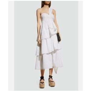 NWT Cinq à Sept Sori Tiered One-Shoulder Midi Dress 4